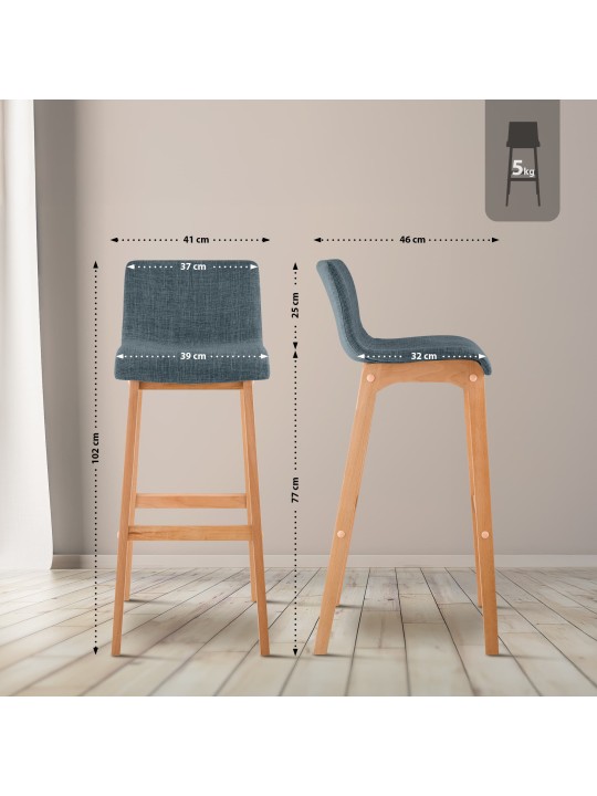 Lot de 2 tabourets de bar Hoover tissu Natura, bleu