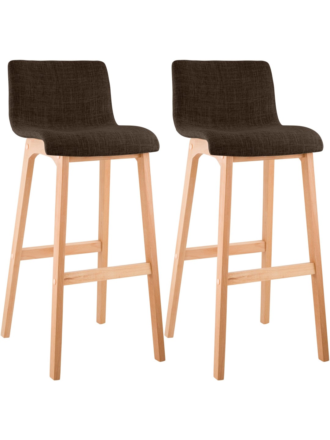 Lot de 2 tabourets de bar Hoover tissu Natura, brun