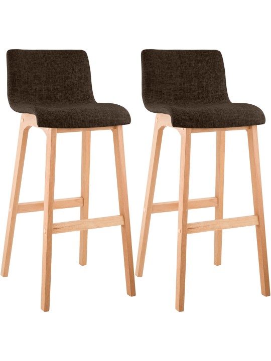 Lot de 2 tabourets de bar Hoover tissu Natura, brun