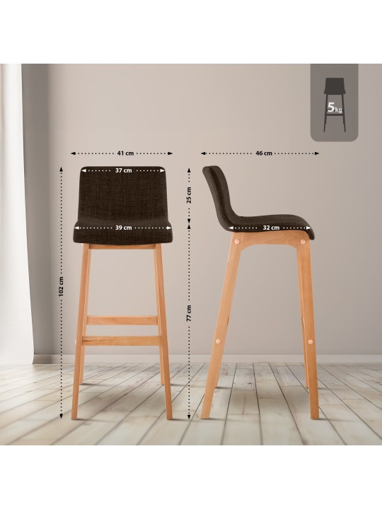 Lot de 2 tabourets de bar Hoover tissu Natura, brun