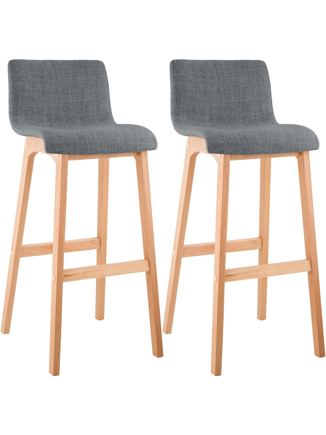 Lot de 2 tabourets de bar Hoover tissu Natura, gris clair