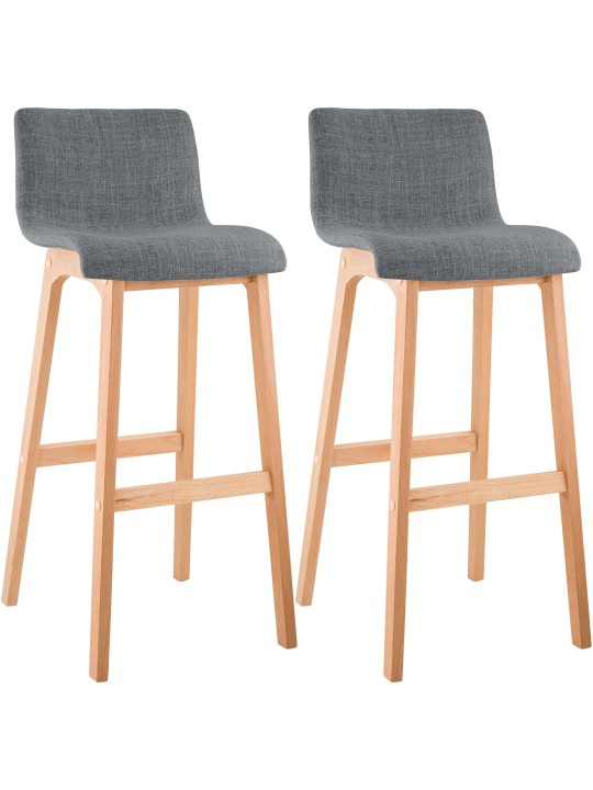 Lot de 2 tabourets de bar Hoover tissu Natura, gris clair