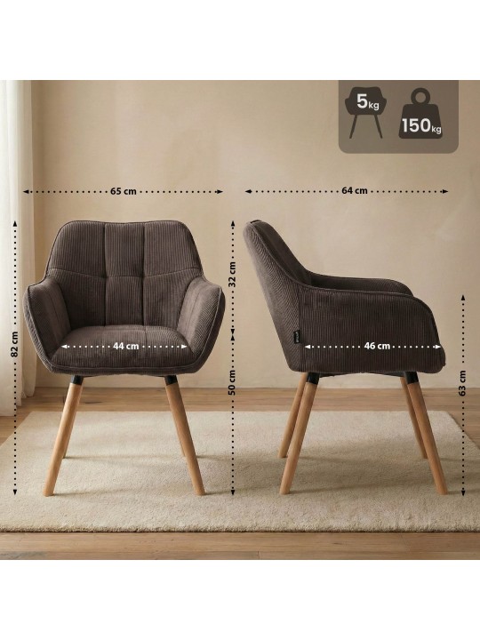 Chaise de salle à manger Vienna Cord natura, brun