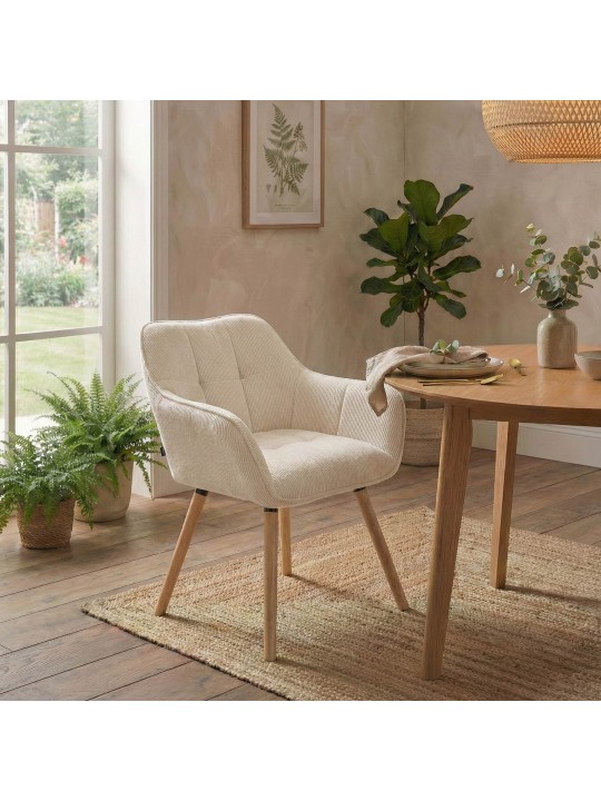 Chaise de salle à manger Vienna Cord natura, crème