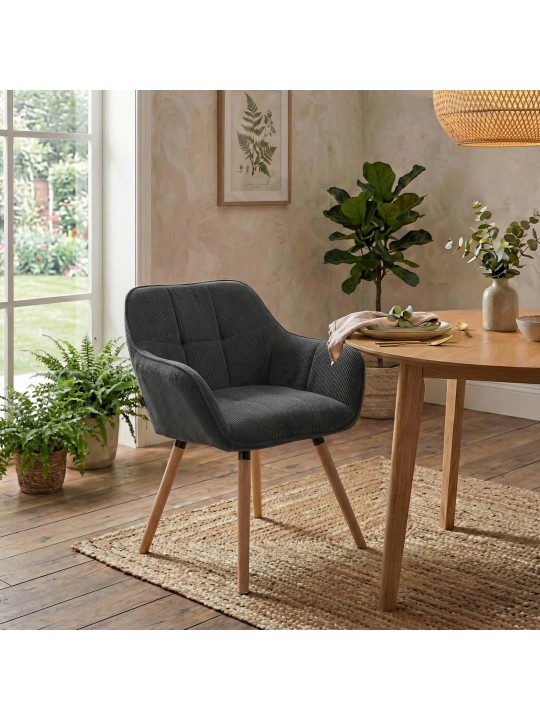 Chaise de salle à manger Vienna Cord natura, gris foncé