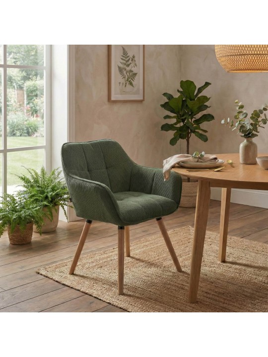 Chaise de salle à manger Vienna Cord natura, vert