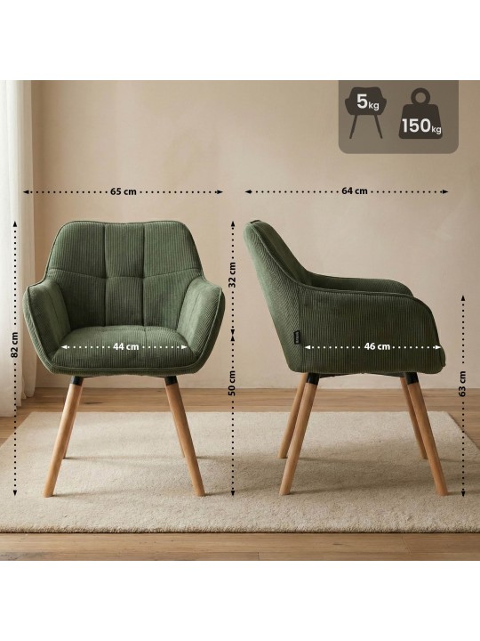 Chaise de salle à manger Vienna Cord natura, vert