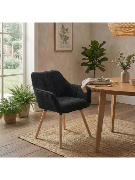 Chaise de salle à manger Vienna Cord natura, noir