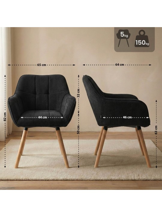 Chaise de salle à manger Vienna Cord natura, noir