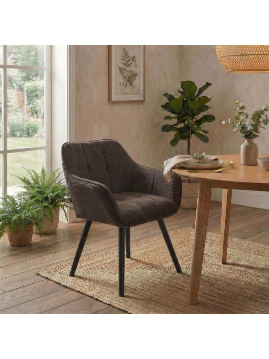 Chaise de salle à manger Vienna Cord, brun