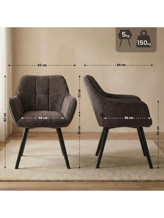 Chaise de salle à manger Vienna Cord, brun