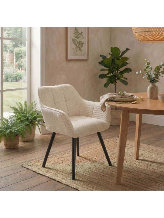 Chaise de salle à manger Vienna Cord, crème