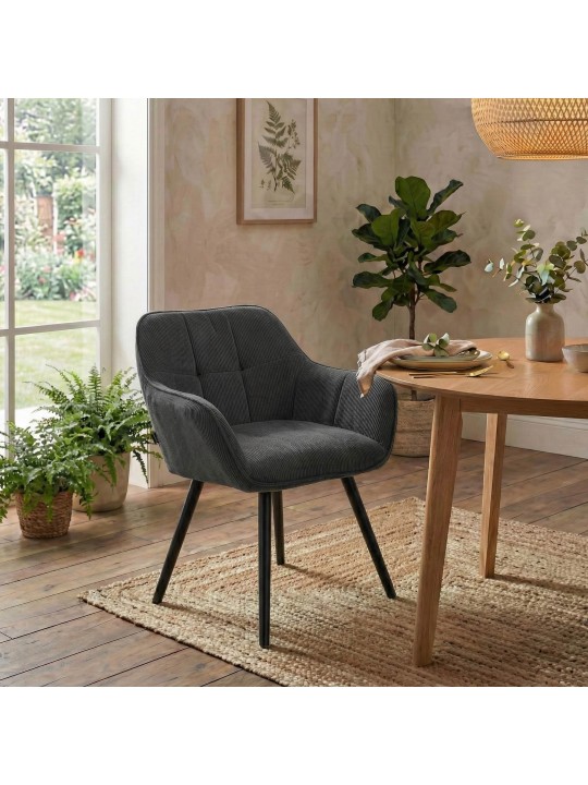 Chaise de salle à manger Vienna Cord, gris foncé
