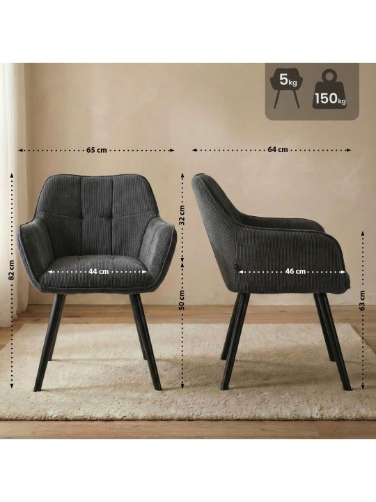 Chaise de salle à manger Vienna Cord, gris foncé