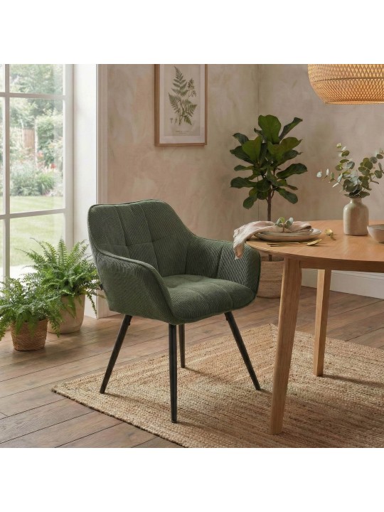 Chaise de salle à manger Vienna Cord, vert