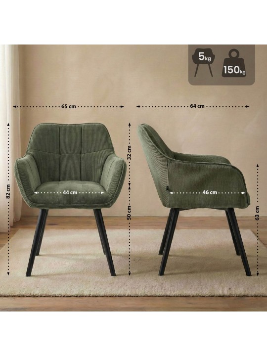 Chaise de salle à manger Vienna Cord, vert