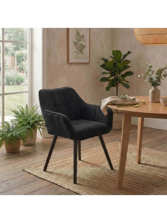Chaise de salle à manger Vienna Cord, noir
